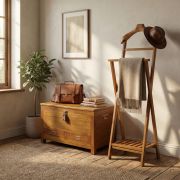 Galán de noche plegable en madera de mindi