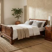 Cama vintage modelo Trineo en madera de caoba