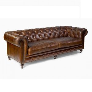 SOFÁ CHESTER EN PIEL TABACO ANTIC