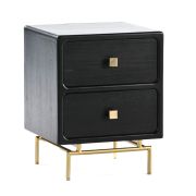 MESITA DE NOCHE NEGRA ORO 2 CAJONES