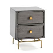 MESITA DE NOCHE NEGRA ORO 2 CAJONES