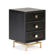 MESITA DE NOCHE NEGRA ORO 2 CAJONES