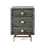 MESITA DE NOCHE NEGRA ORO 2 CAJONES