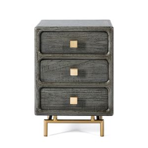 MESITA DE NOCHE NEGRA ORO 2 CAJONES