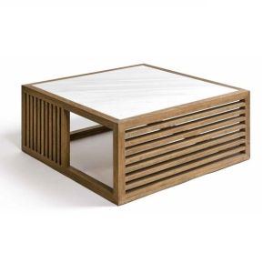 MESA DE CENTRO EN ROBLE Y MARMOL