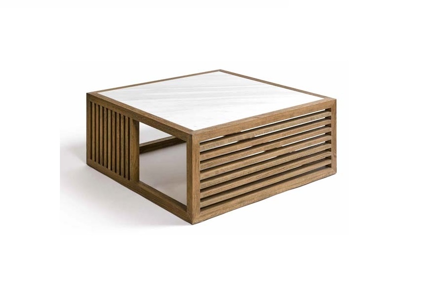 MESA DE CENTRO EN ROBLE Y MARMOL