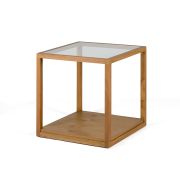 MESA AUXILIAR MADERA Y CRISTAL