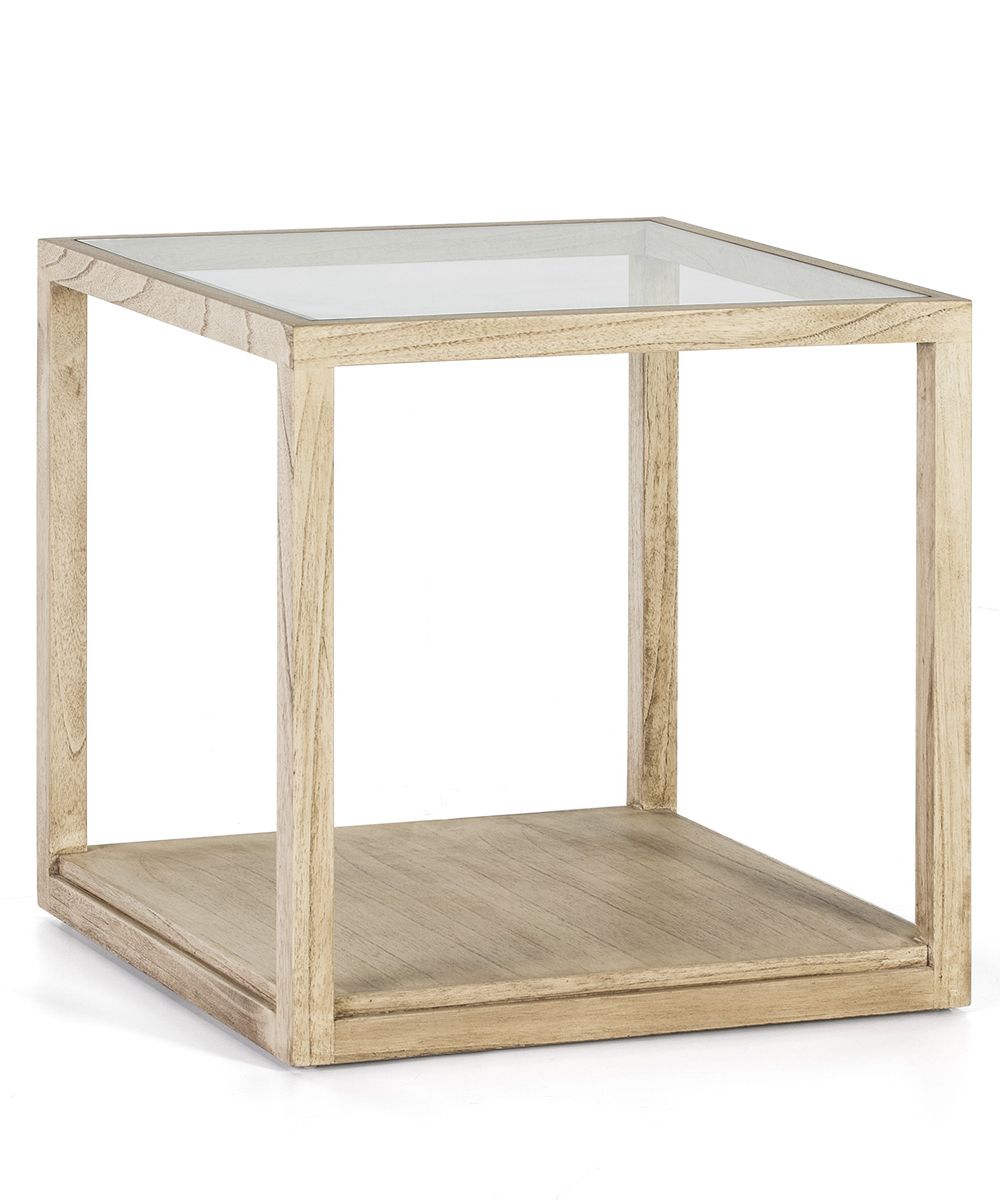 MESA AUXILIAR MADERA Y CRISTAL