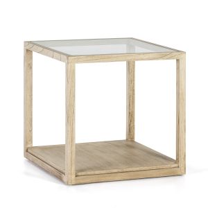 MESA AUXILIAR MADERA Y CRISTAL