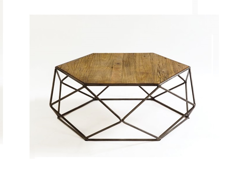 MESA DE CENTRO EN MADERA Y METAL