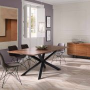 MESA DE COMEDOR RECTANGULAR MADERA Y HIERRO