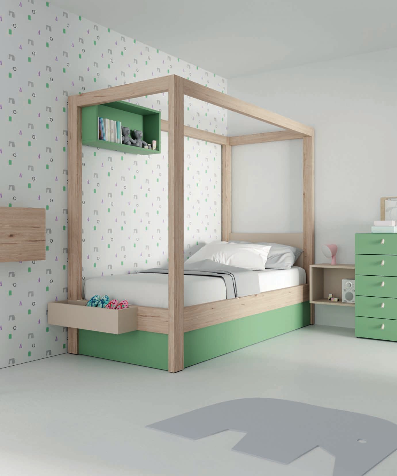 COMPOSICIÓN INFANTIL CAMA DOSEL CON CANAPÉ