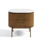 MESITA DE NOCHE CON DOS CAJ. Y TAPA PIEDRA