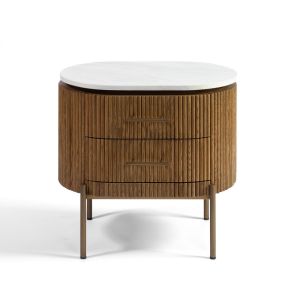 MESITA DE NOCHE CON DOS CAJ. Y TAPA PIEDRA