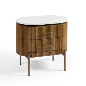 MESITA DE NOCHE CON DOS CAJ. Y TAPA PIEDRA