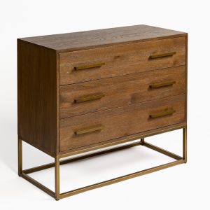 CÓMODA EN MADERA DE ROBLE CON 3 CAJ.