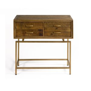 CONSOLA MADERA RECICLADA Y METAL DORADO