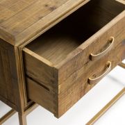 CONSOLA MADERA RECICLADA Y METAL DORADO