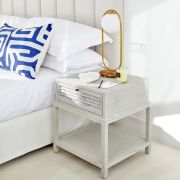 MESILLA DE NOCHE BLANCA CON 1 CAJÓN
