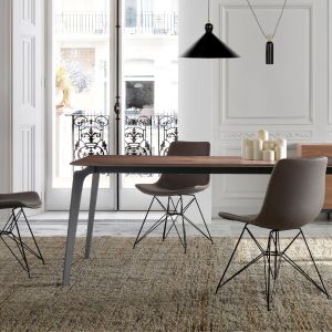 MESA DE COMEDOR RECTANGULAR MADERA Y HIERRO