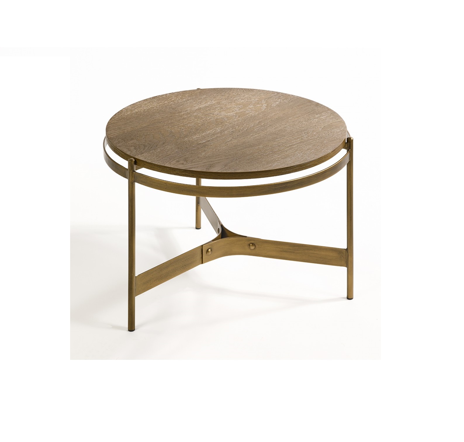 MESA AUXILIAR ROBLE Y METAL DORADO