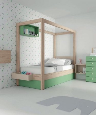 COMPOSICIÓN INFANTIL CAMA DOSEL CON CANAPÉ