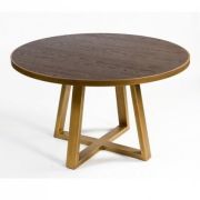 MESA COMEDOR REDONDA ROBLE Y METAL