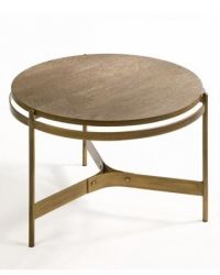 MESA AUXILIAR ROBLE Y METAL DORADO