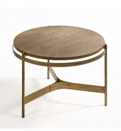 MESA AUXILIAR ROBLE Y METAL DORADO