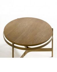 MESA AUXILIAR ROBLE Y METAL DORADO