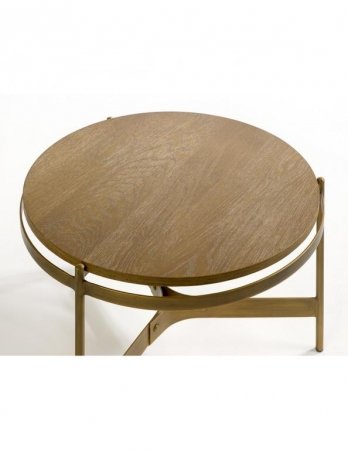 MESA AUXILIAR ROBLE Y METAL DORADO
