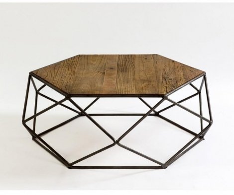 MESA DE CENTRO EN MADERA Y METAL