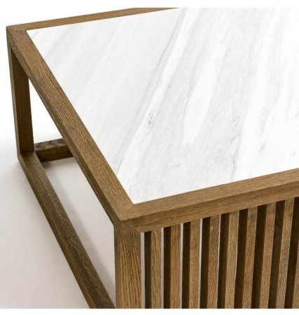 MESA DE CENTRO EN ROBLE Y MARMOL