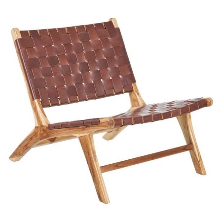 BUTACA MARRÓN MADERA TECA-PIEL
