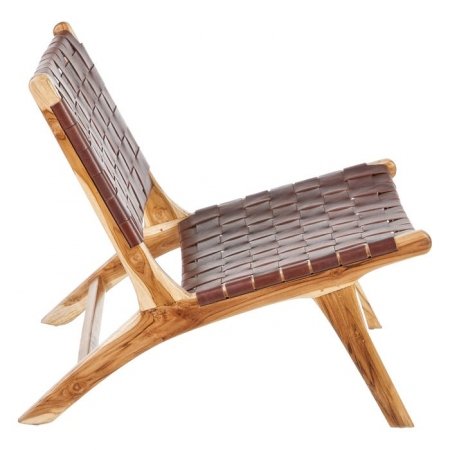 BUTACA MARRÓN MADERA TECA-PIEL