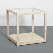MESA AUXILIAR MADERA Y CRISTAL