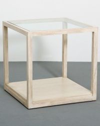 MESA AUXILIAR MADERA Y CRISTAL