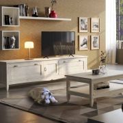 Mueble Tv con 4 cajones y 1 puerta en madera natural 230cm.