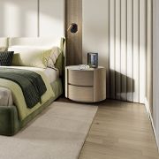 Mesita de noche ovalada con dos cajones