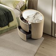 Mesita de noche ovalada con dos cajones