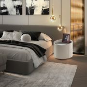 Mesita de noche redonda con un cajón