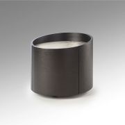 Mesita de noche redonda con un cajón y tapa en porcelánico