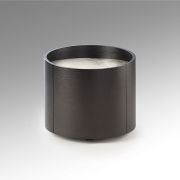 Mesita de noche redonda con un cajón y tapa en porcelánico