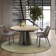 Mesa de comedor redonda con pie central