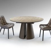 Mesa de comedor redonda con pie central