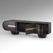 Mueble Tv con 4 puertas en madera oscura