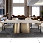 Mesa de comedor rectangular con tapa de porcelánico