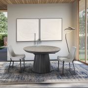 Mesa de comedor redonda extensible con pie central