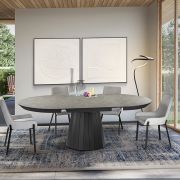 Mesa de comedor redonda extensible con pie central