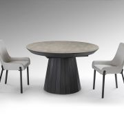 Mesa de comedor redonda extensible con pie central